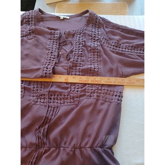 Daniel Rainn amethyst boho blouse L crochet semi-sheer peasant pullover top - Picture 6 of 9